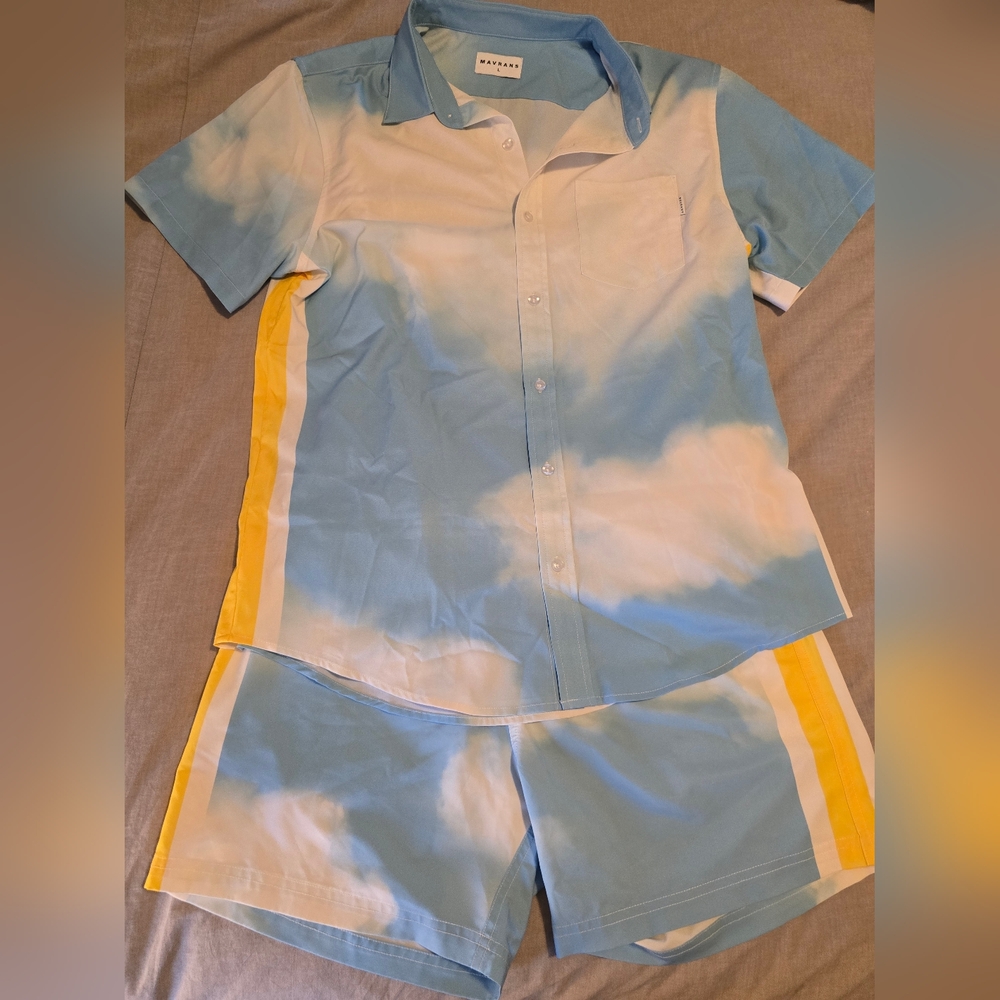 Marni Blue Cloud Print Shirt And Shorts Set - Picture 4 of 8